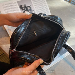 Vintage Green Oil Wax Leather Ladies Underarm Bag
