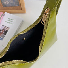 Vintage Green PU Leather Women Shoulder Bags High Ladies Hobos Underarm Bag