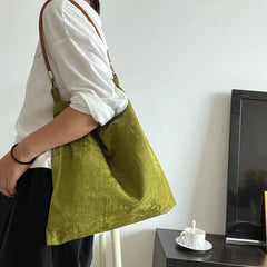Vintage Green Shoulder Bags for Women Casual Tote Ladies Large Capacity Handbags