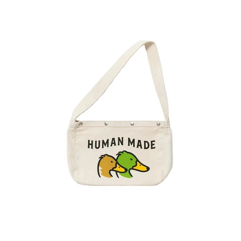 Vintage Canvas HUMAN Shoulder Messenger Bag Men Women Couple Casual Bag