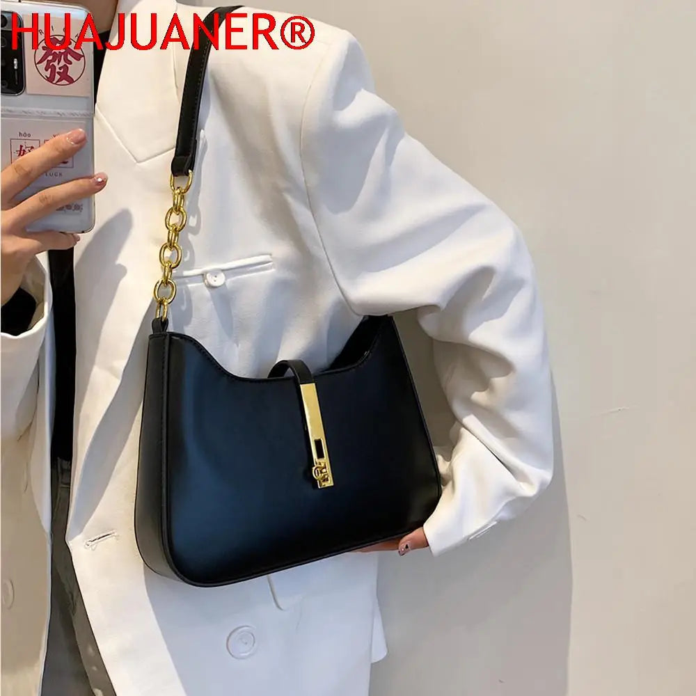 Vintage Half Moon Chain Shoulder Bag Autumn Bucket Ladies Purses Handbags