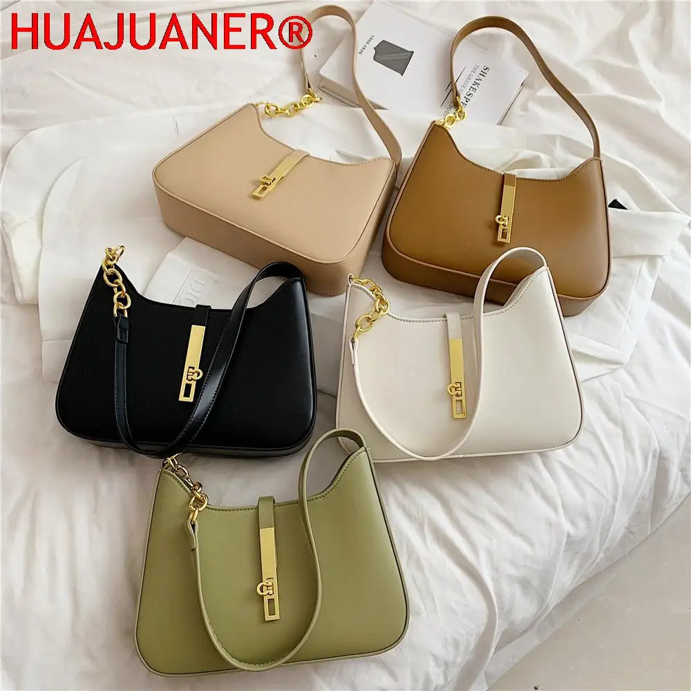 Vintage Half Moon Chain Shoulder Bag Autumn Bucket Ladies Purses Handbags