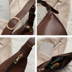 Vintage Half Moon Shoulder Bags Women PU Leather Stylish Autumn Zipper Cross Bod