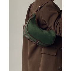 Vintage Half Moon Women Shoulder Bags Matte Leather Ladies Small Handbags