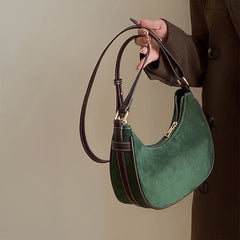 Vintage Half Moon Women Shoulder Bags Matte Leather Ladies Small Handbags