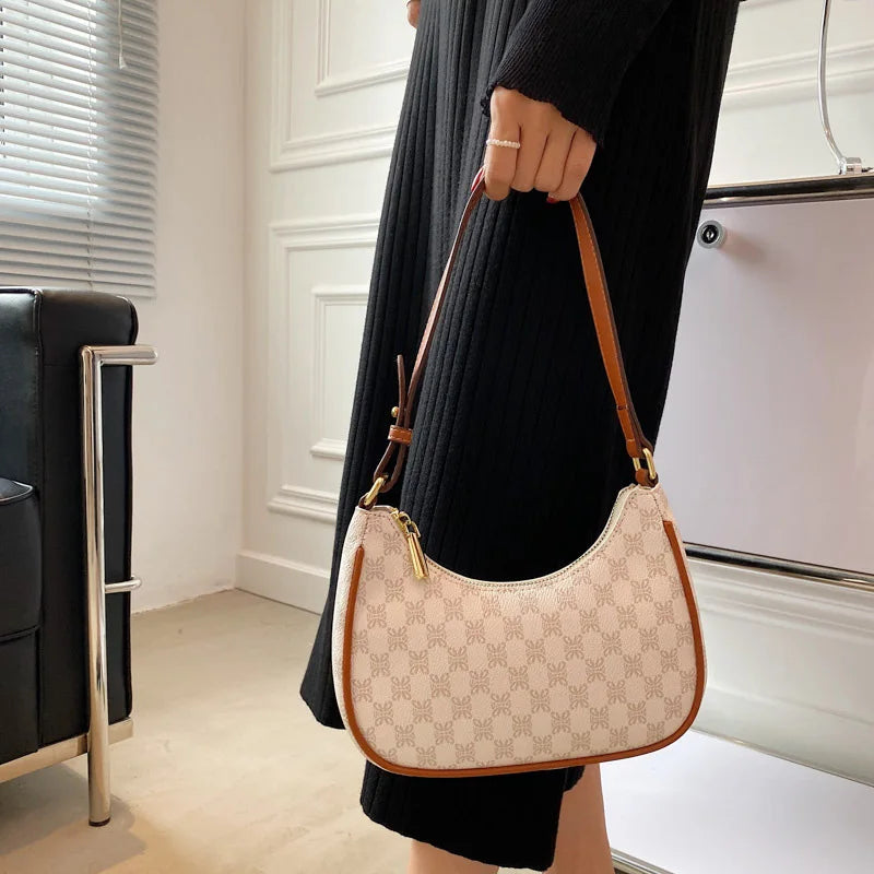Vintage PU Leather Underarm Bag for Women Handbags