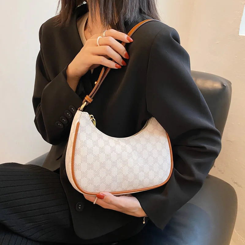 Vintage PU Leather Underarm Bag for Women Handbags