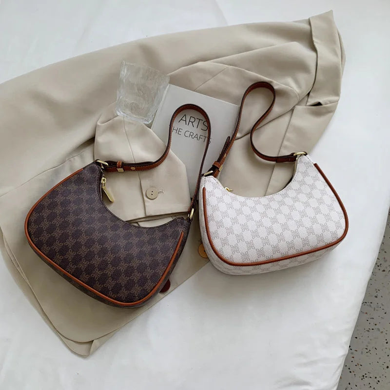 Vintage PU Leather Underarm Bag for Women Handbags