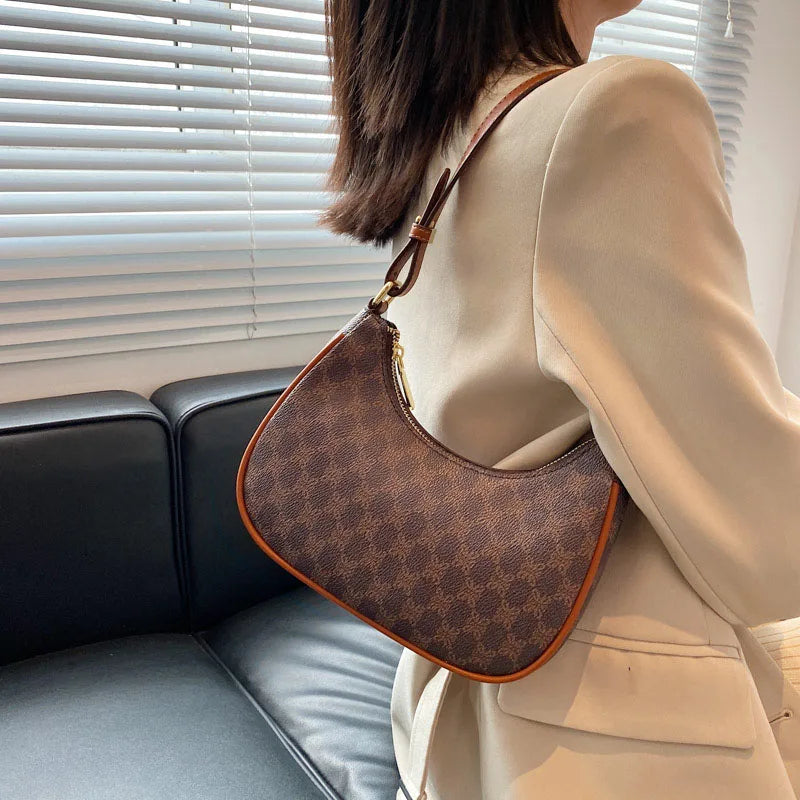 Vintage PU Leather Underarm Bag for Women Handbags