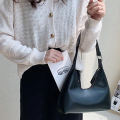 Vintage Half-moon Shoulder Bag For Women PU Leather Small Underarm Bag