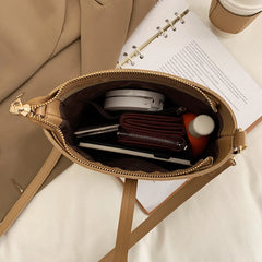 Vintage Leather Shoulder Bag Bucket Bag Crossbody for Girls