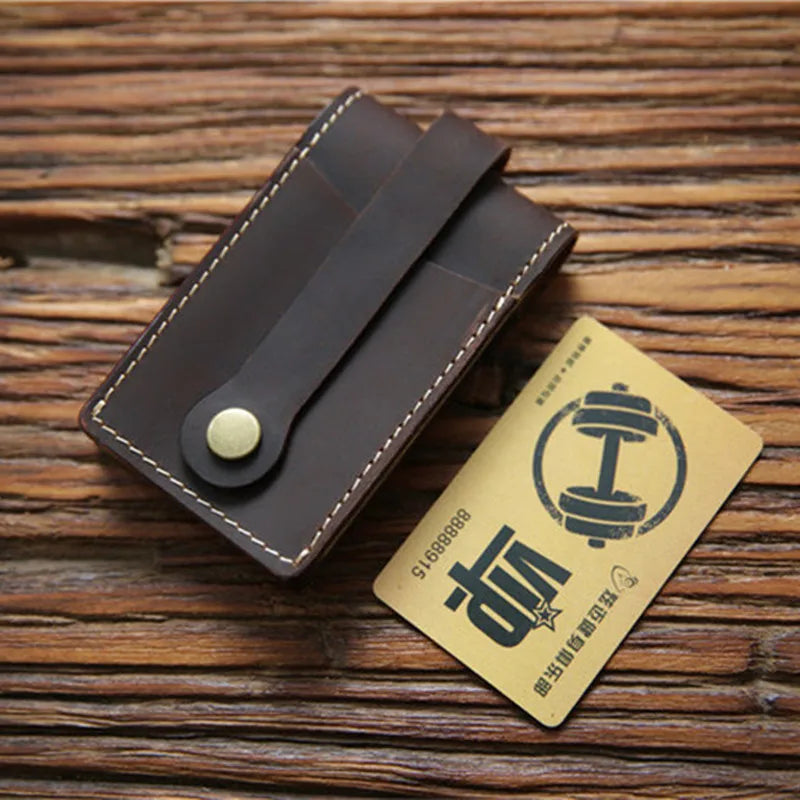 Vintage Leather Key Wallet Crazy Horse Key Holder Men Mini Household Housekeeper