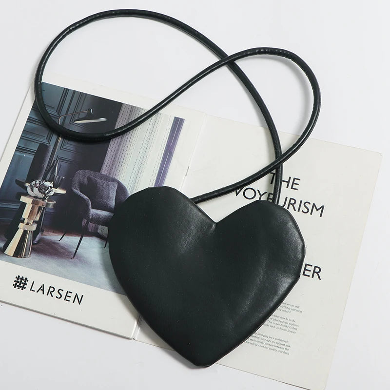 Vintage Heart Shape Shoulder Bag PU Leather MIni Phone Bag