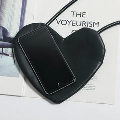Vintage Heart Shape Shoulder Bag PU Leather MIni Phone Bag
