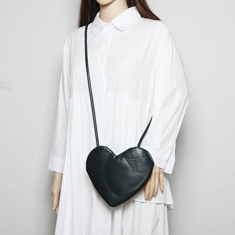 Vintage Heart Shape Shoulder Bag PU Leather MIni Phone Bag