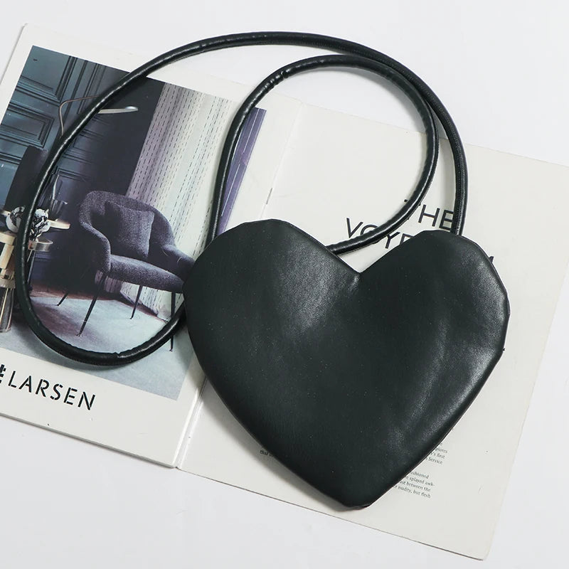 Vintage Heart Shape Shoulder Bag PU Leather MIni Phone Bag