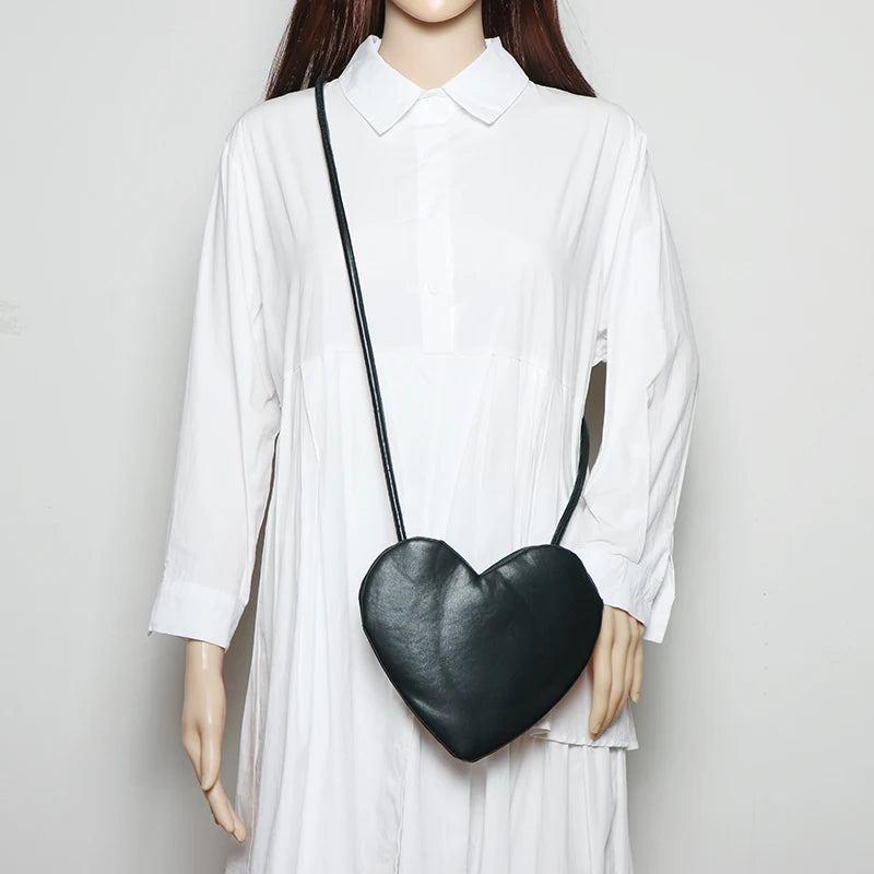 Vintage Heart Shape Shoulder Bag PU Leather MIni Phone Bag