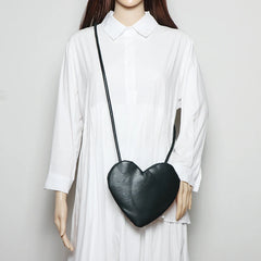 Vintage Heart Shape Shoulder Bag PU Leather MIni Phone Bag