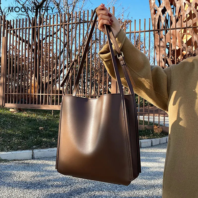 Vintage High Capacity Women's Messenger Bag PU Leather Tote Handbag