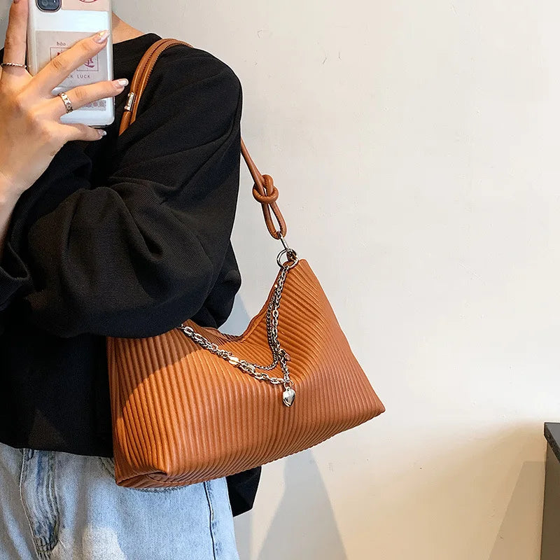 Vintage High Crossbody Bag PU Leather Large Capacity Tote Bags For Women