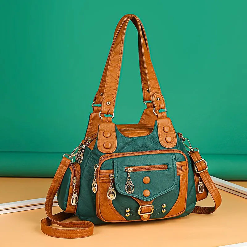 Vintage High Leather Handbags Handbag Ladies Soft Tote Bag