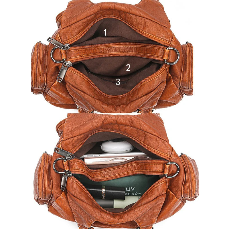 Vintage High Leather Handbags Handbag Ladies Soft Tote Bag