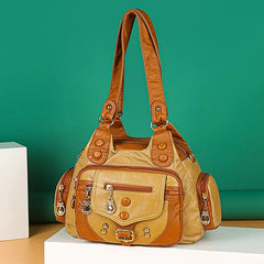 Vintage High Leather Handbags Handbag Ladies Soft Tote Bag