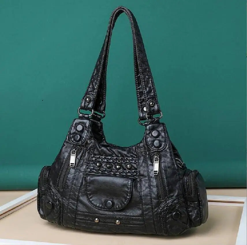 Vintage High Leather Handbags Female Bag Ladies Hand Bags for Women