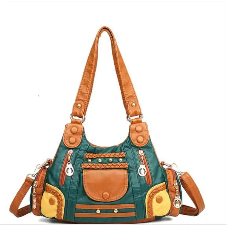 Vintage High Leather Handbags Female Bag Ladies Hand Bags for Women