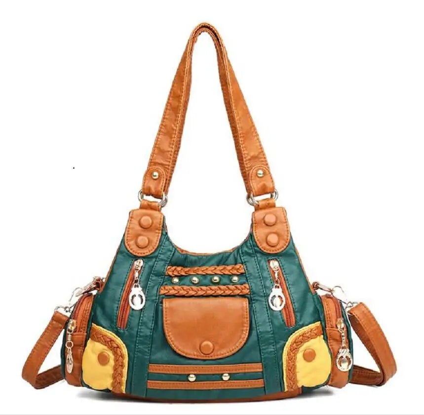 Vintage High Leather Handbags Female Bag Ladies Hand Bags for Women