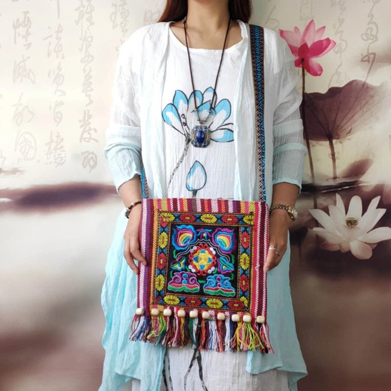 Vintage Hmong Tribal Shoulder Bag Embroidery Tapestry Tote Messenger