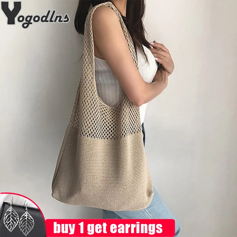 Vintage Woven Women Shoulder Bag Handbag Large Tote for Summer Beach Travel