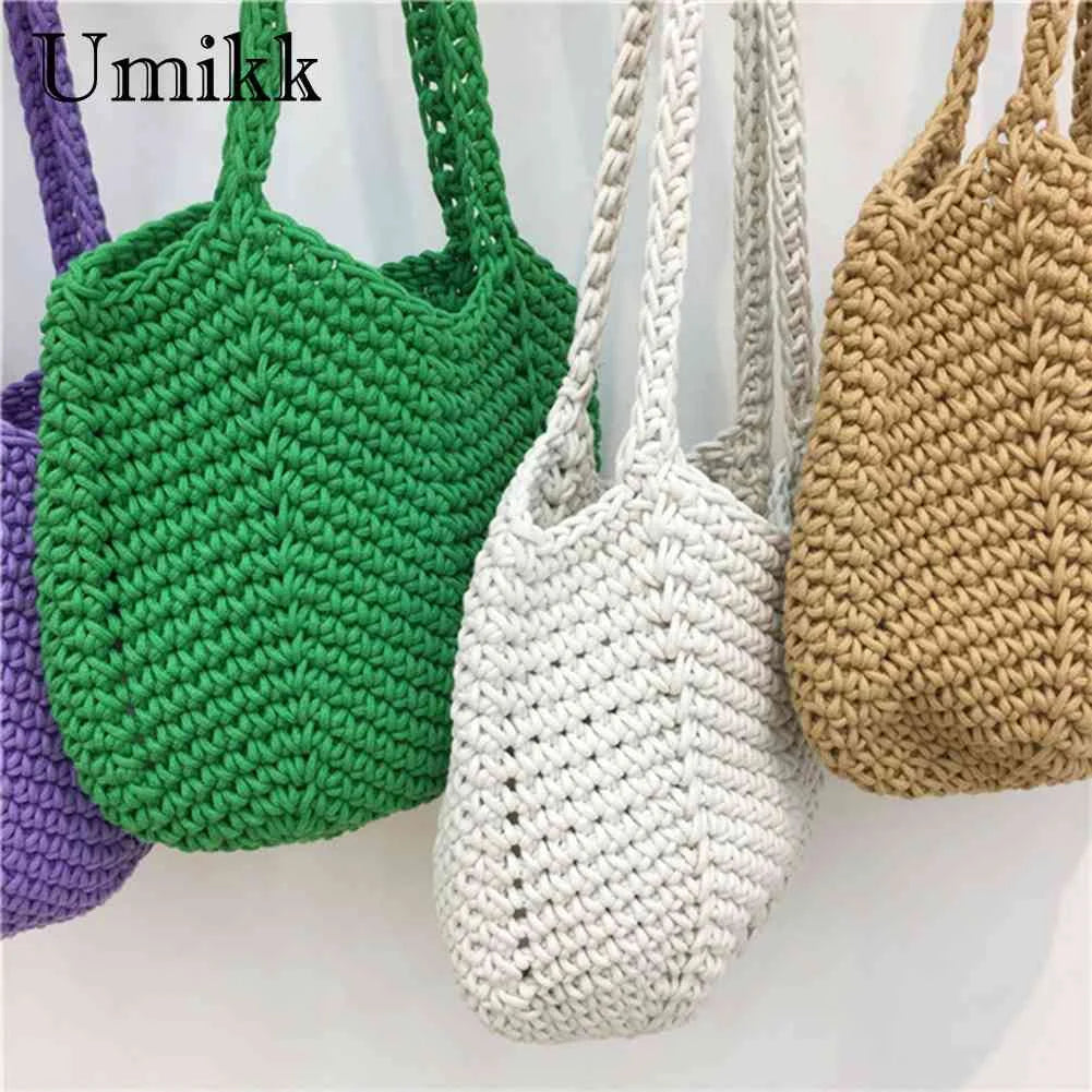 Vintage Knitting Handbags Beach Bag Soft Portable for Seaside Vacation