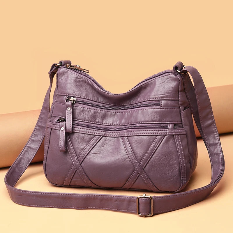 Vintage Soft PU Leather Women Shoulder Bag - Crossbody Bags