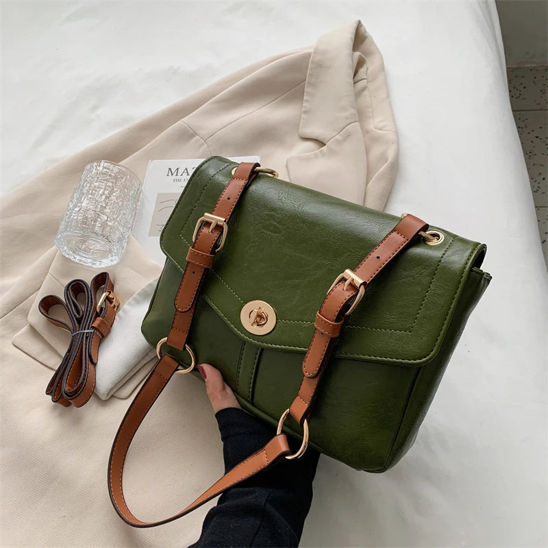 Vintage Large Armpit Bag Winter PU Leather Women's Handbag Shoulder Messenger
