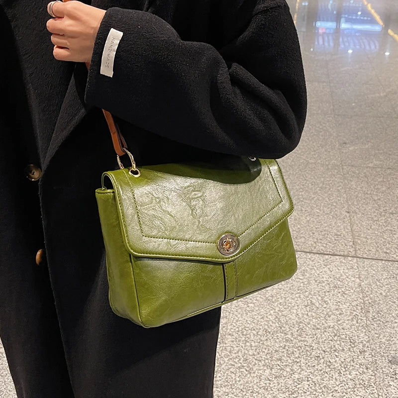 Vintage Large Armpit Bag Winter PU Leather Women's Handbag Shoulder Messenger