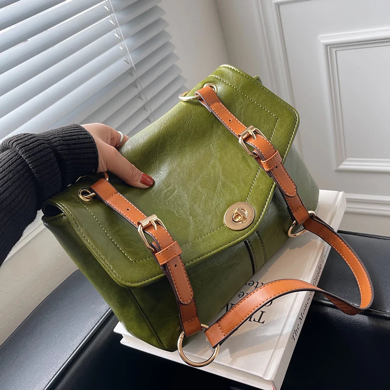 Vintage Large Armpit Bag Winter PU Leather Women's Handbag Shoulder Messenger