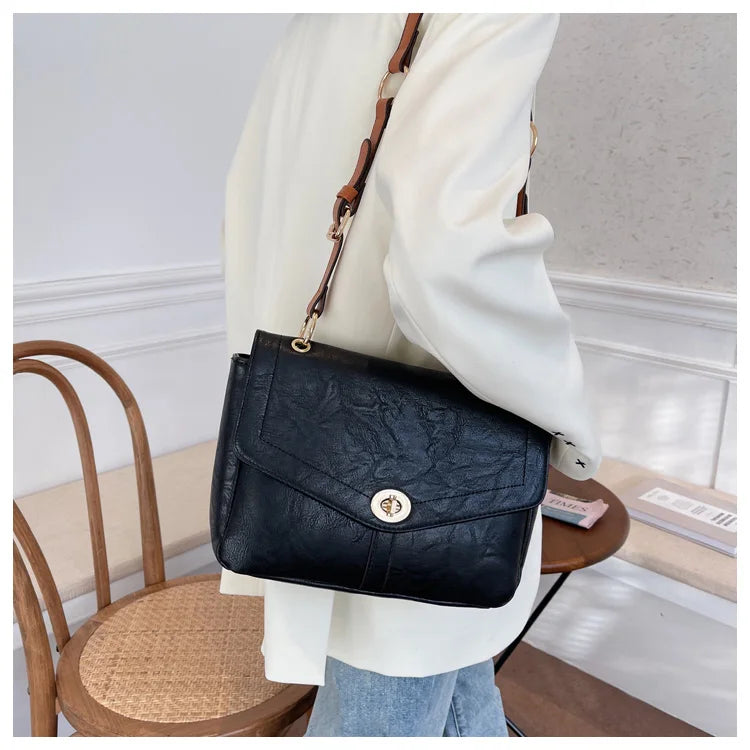 Vintage Large Armpit Bag Winter PU Leather Women's Handbag Shoulder Messenger