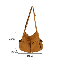 Large Capacity Canvas Shoulder Bag Women Crossbody Bag Solid Canvas