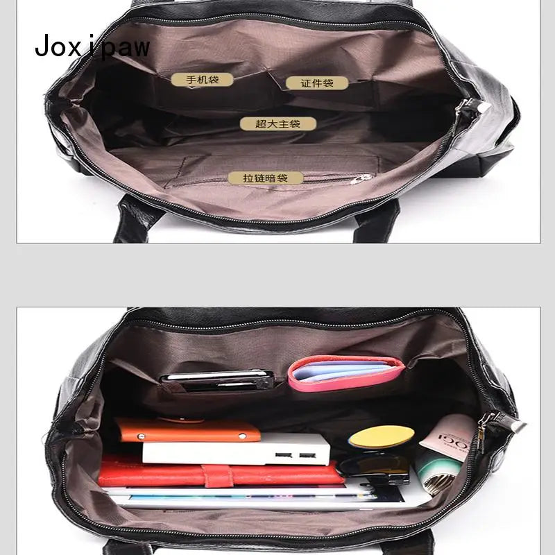 Vintage Large Capacity Shoulder Bag for Women Casual Solid Female Tote Bags