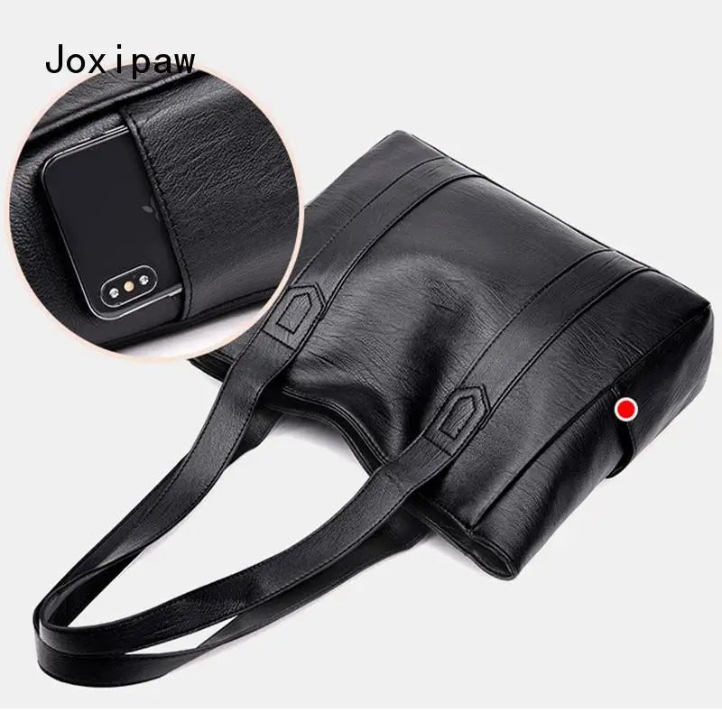 Vintage Large Capacity Shoulder Bag for Women Casual Solid Female Tote Bags