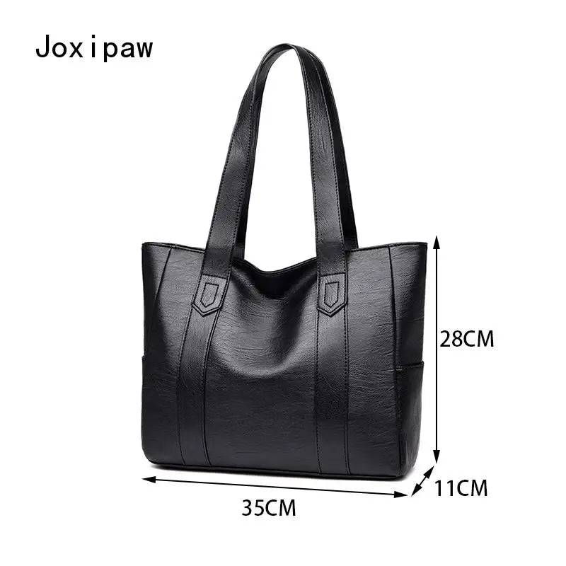 Vintage Large Capacity Shoulder Bag for Women Casual Solid Female Tote Bags