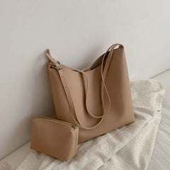 Vintage Large Capacity Totes Wide Strap Shoulder Bags Pu Leather Crossbody Bag