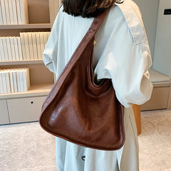 Vintage Large PU Leather Shoulder Side Bags for Women High Capacity Handbags