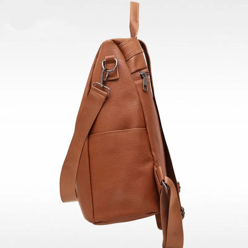 Vintage Leather Anti-Theft Backpack for Women School Business
