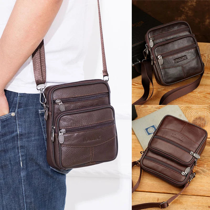 Vintage Leather Crossbody Bag for Men