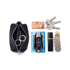 Vintage Leather Key Pouch Men Women Key Holder Zipper Wallet