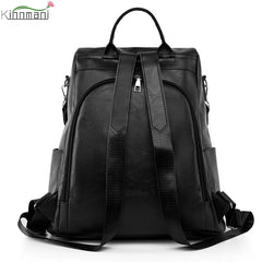Vintage Leather Backpack Purse for Women High Female Bagpack Rucksack