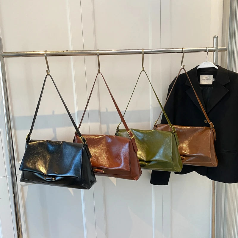 Vintage Leather Shoulder Bag for Women High Capacity Hand Bag