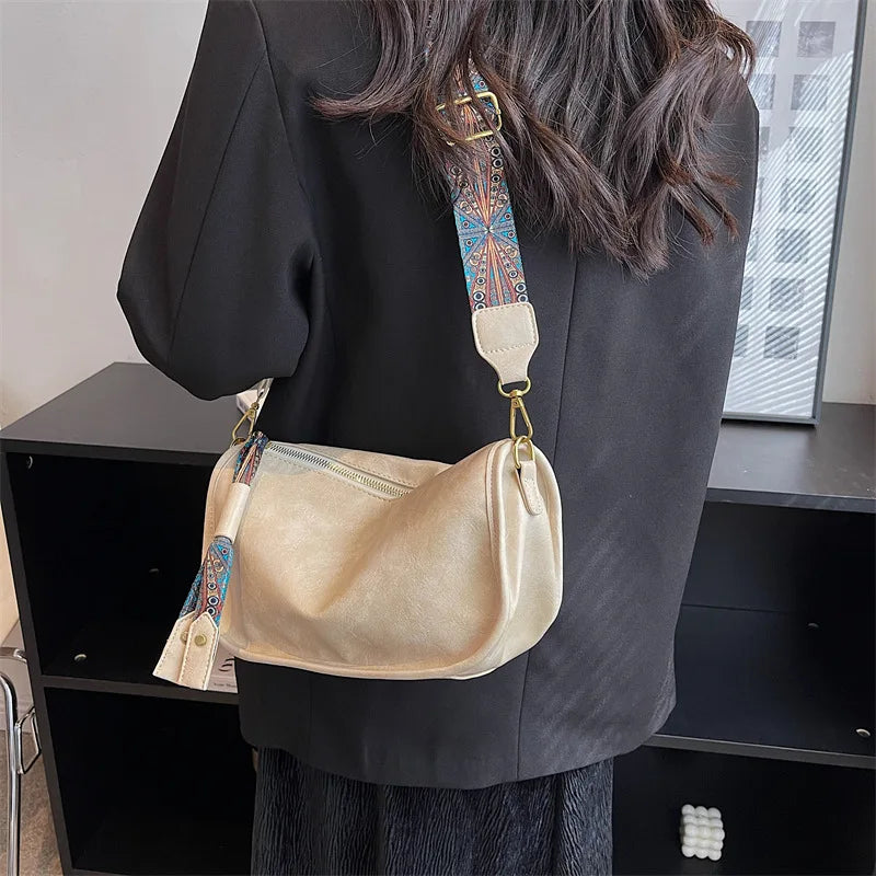 Vintage Leather Shoulder Bags For Women Pillow Bag Style Crossbody Handbag